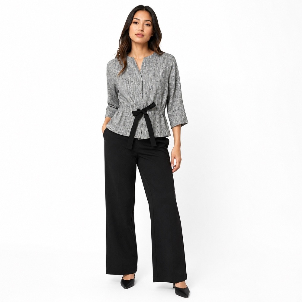 Talbots Peplum Jacket Cotton Linen Gray Tweed Preppy Luxe Professional Womens 10